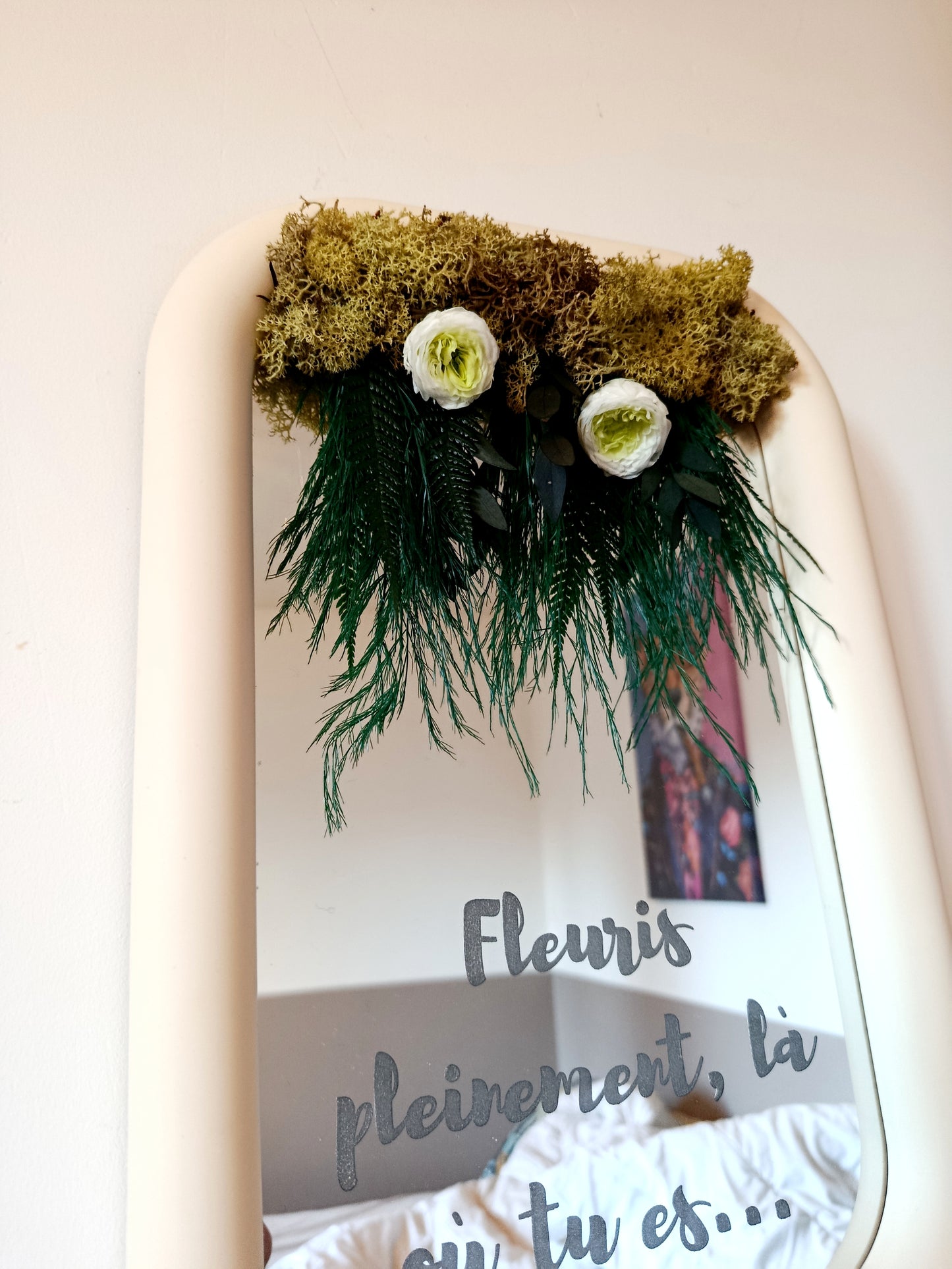 Grand miroir "Fleuris, pleinement, là ou tu es..."
