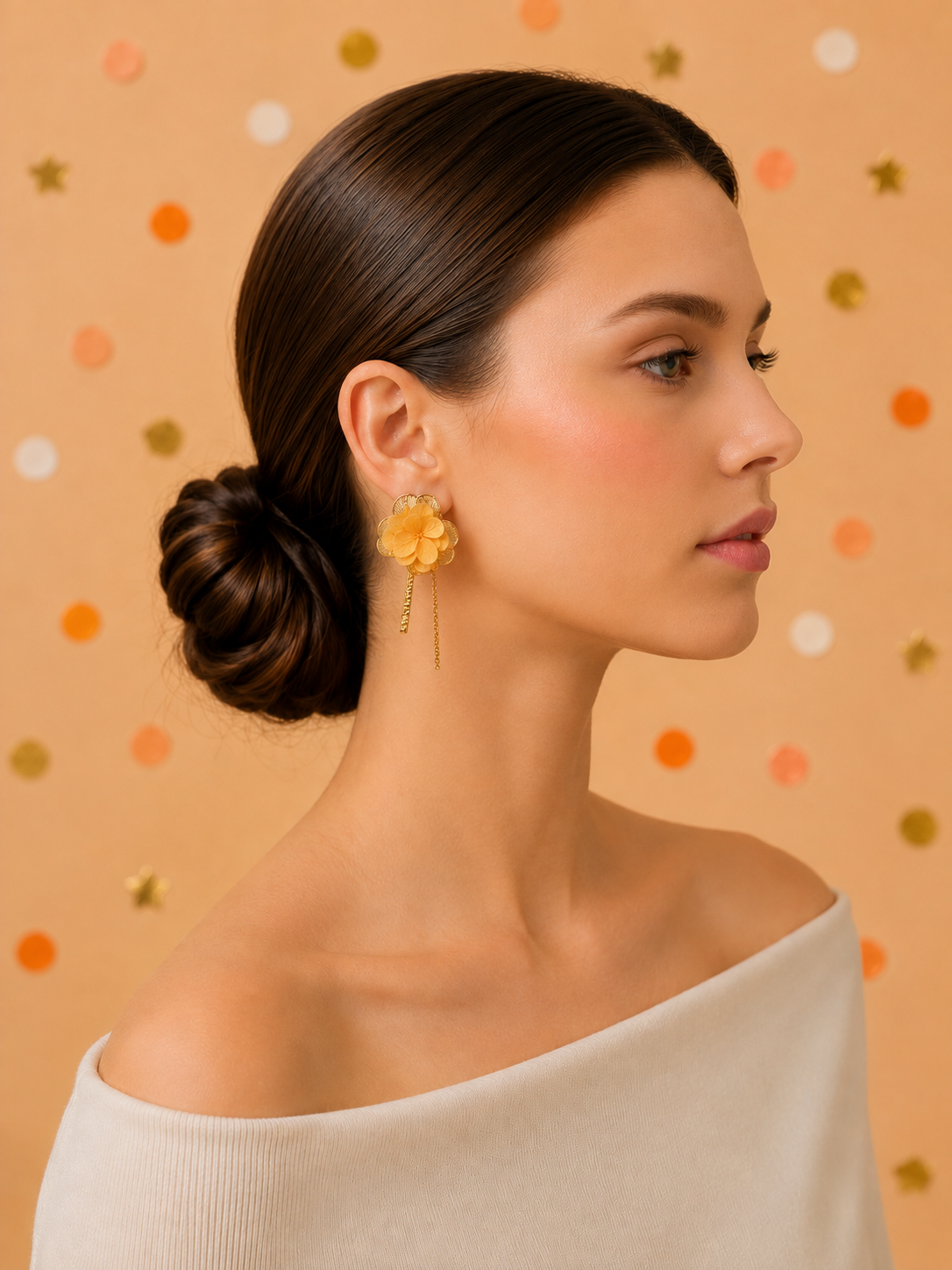 Boucles d'Oreilles Mariage Modulables Hortensia Pendantes | Corail