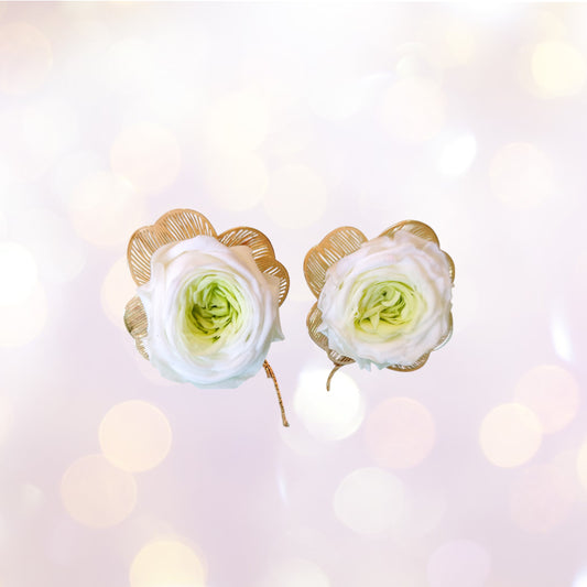 "Éveil Bohème"Boucles d'oreilles fleurs séchées mariage – Élégance Fleurie avec Rose Stabilisée 🌿