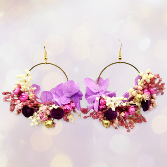 Boucles d'oreilles en fleurs séchées et stabilisées mariage