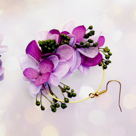 Boucles d'oreilles en fleurs séchées et stabilisées mariage
