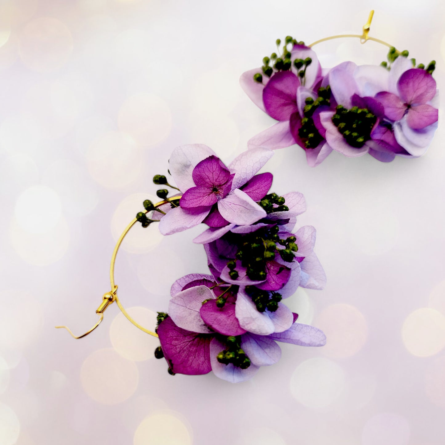 Boucles d'oreilles en fleurs séchées et stabilisées mariage