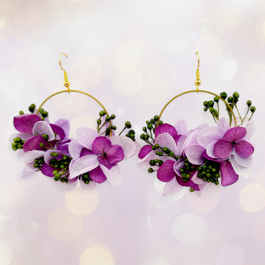 Boucles d'oreilles en fleurs séchées et stabilisées mariage