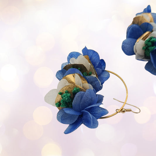 Boucles d'oreilles fleurs séchées mariage Grèce