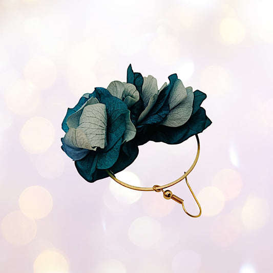 Boucles d'oreilles fleurs séchées mariage Voluptueuse bleu