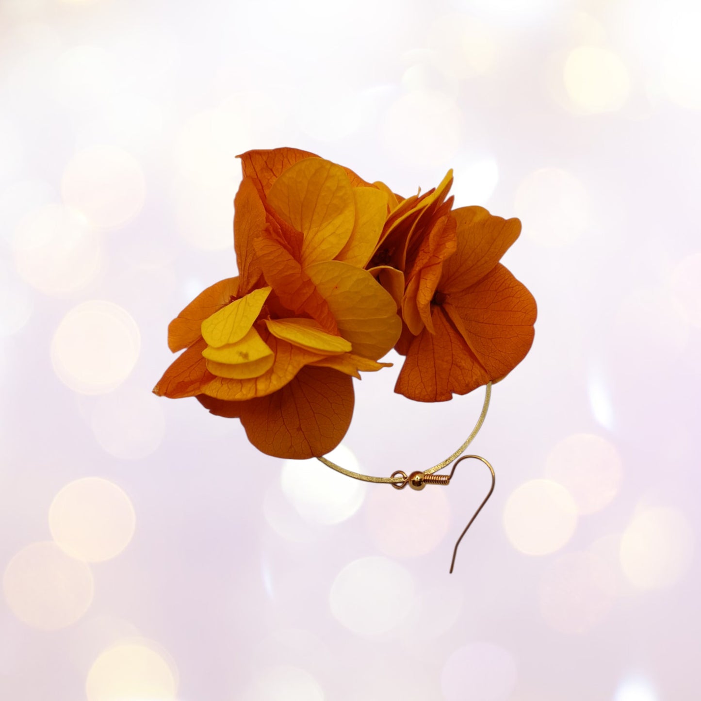 Boucles d'oreilles fleurs séchées mariage Voluptueuse jaune/orange
