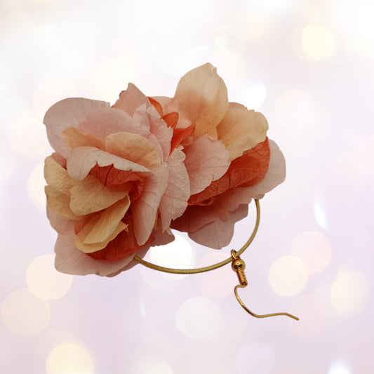 Boucles d'oreilles fleurs séchées mariage Voluptueuse rose