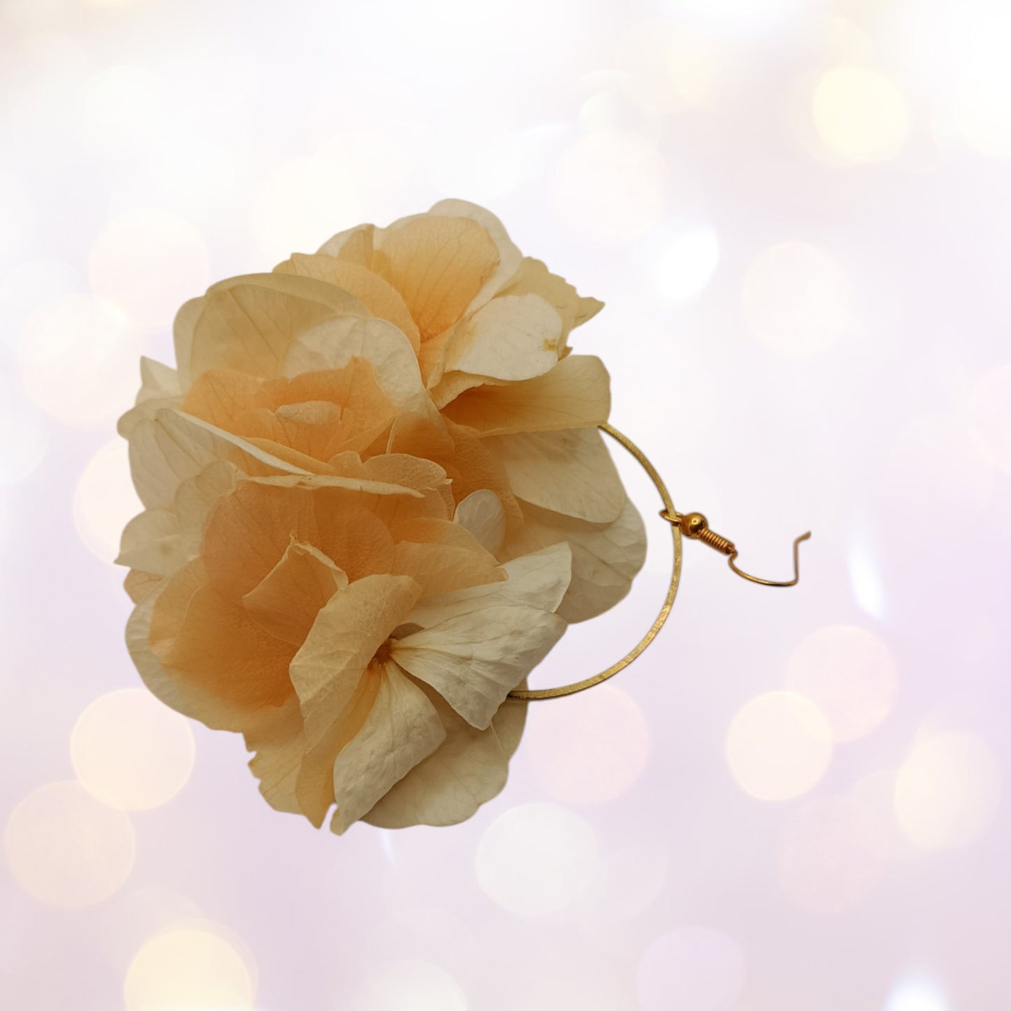 Boucles d'oreilles fleurs séchées mariage Voluptueuse rose nude