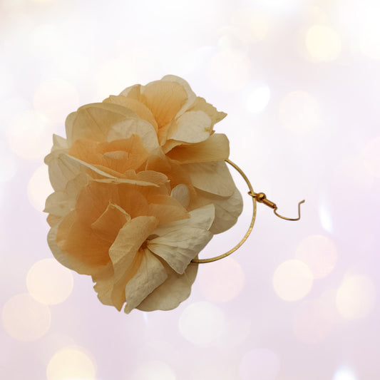 Boucles d'oreilles fleurs séchées mariage Voluptueuse rose nude