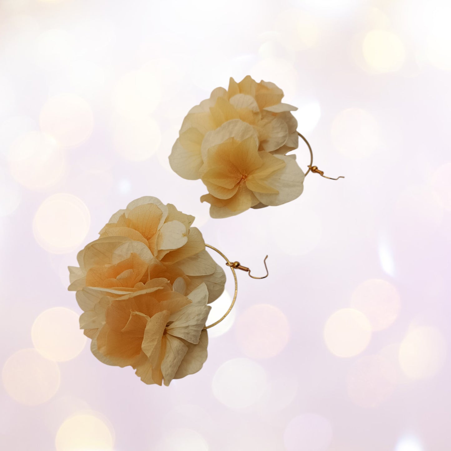 Boucles d'oreilles fleurs séchées mariage Voluptueuse rose nude