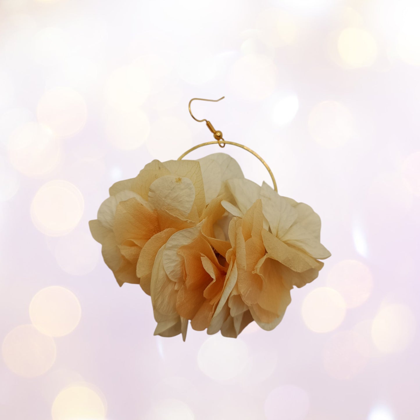 Boucles d'oreilles fleurs séchées mariage Voluptueuse rose nude