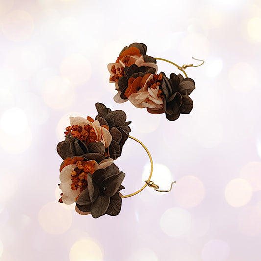 Boucles d'oreilles fleurs séchées mariage Maroc