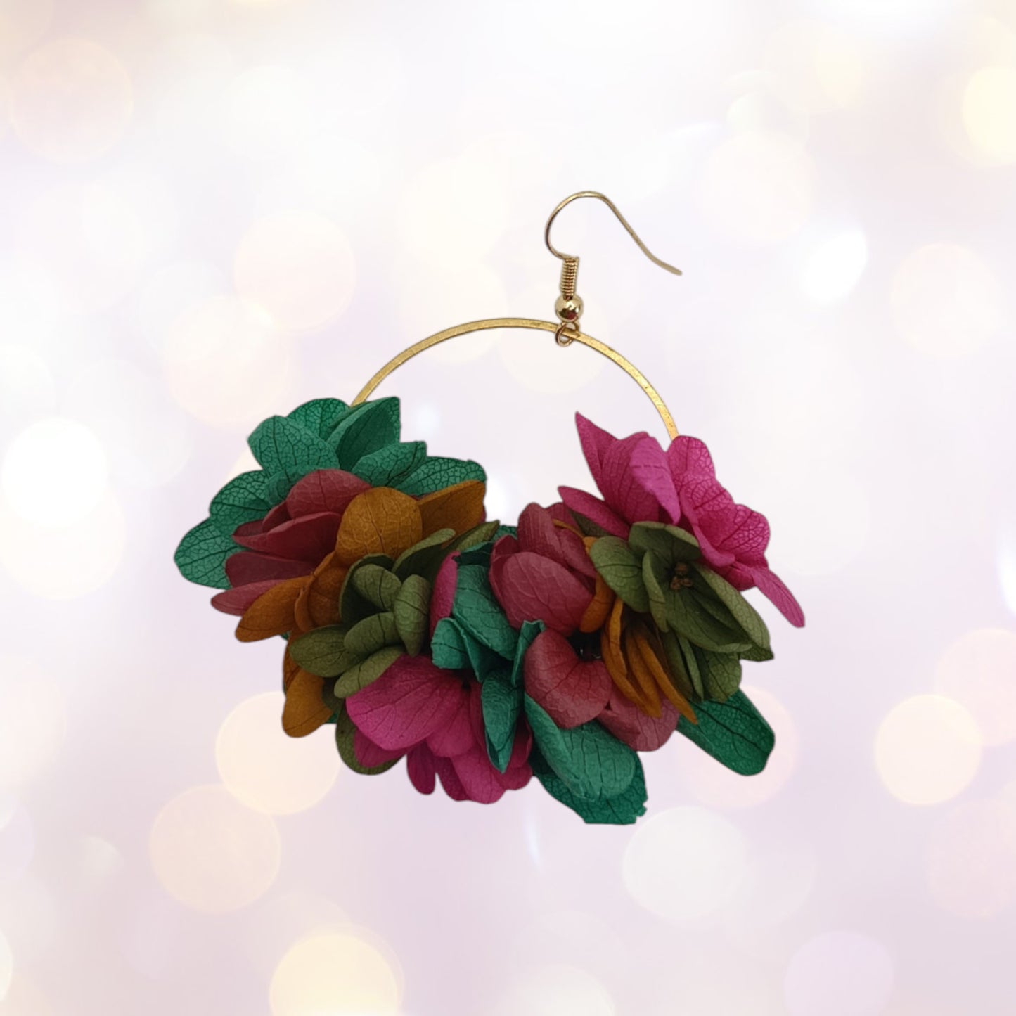 Boucles d'oreilles fleurs séchées mariage mélange coloré