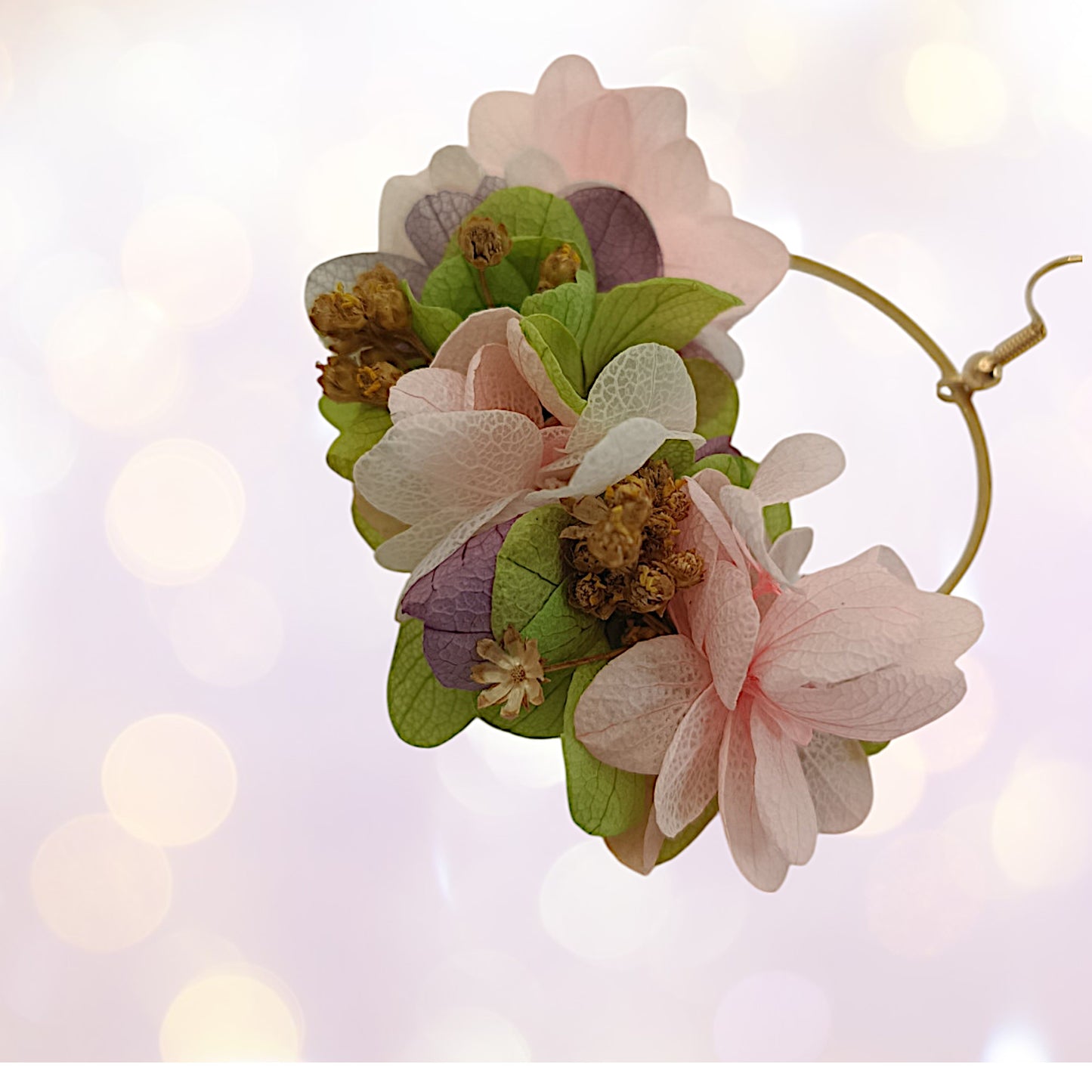 Boucles d'oreilles fleurs séchées mariage Pays Bas