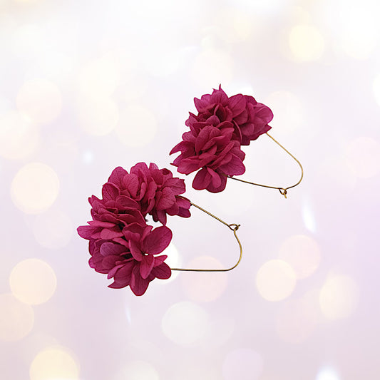 Boucles d'oreilles dormeuse fleurs séchées mariage rose