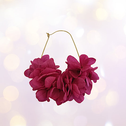 Boucles d'oreilles dormeuse fleurs séchées mariage rose