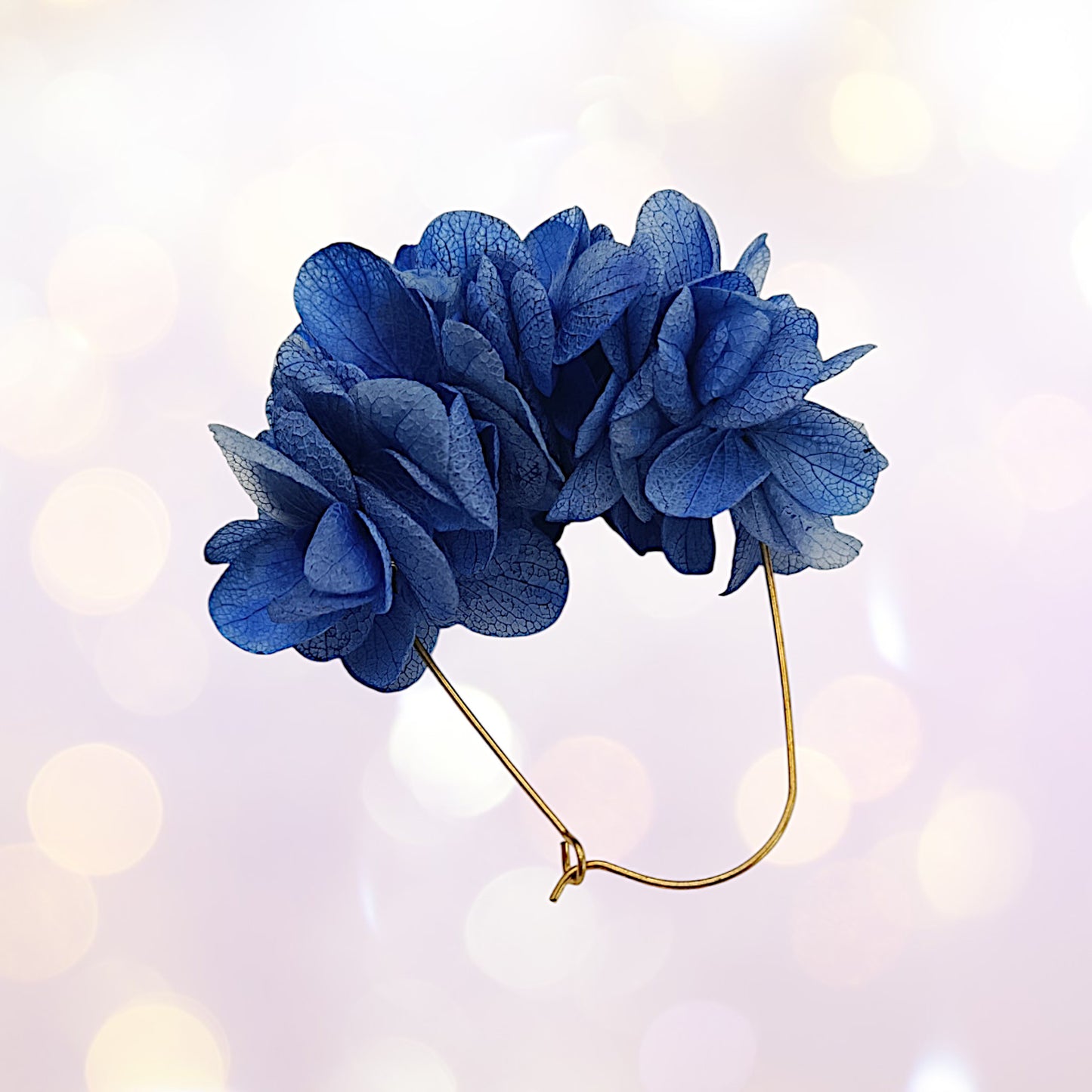 Boucles d'oreilles dormeuse fleurs séchées mariage Bleu