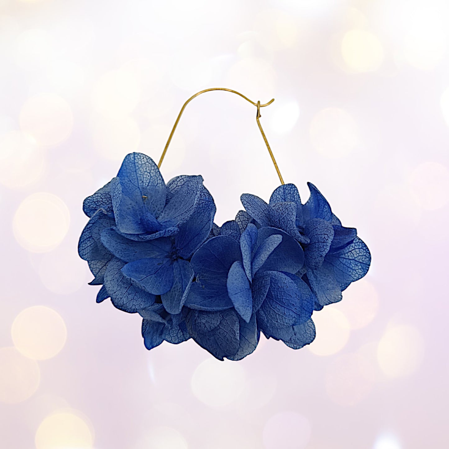 Boucles d'oreilles dormeuse fleurs séchées mariage Bleu