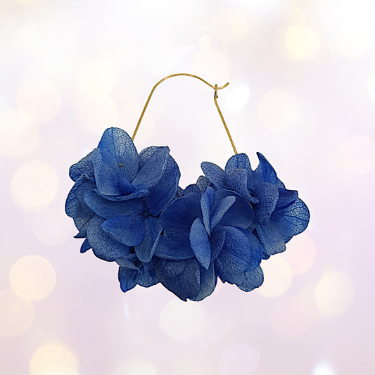 Boucles d'oreilles dormeuse fleurs séchées mariage Bleu