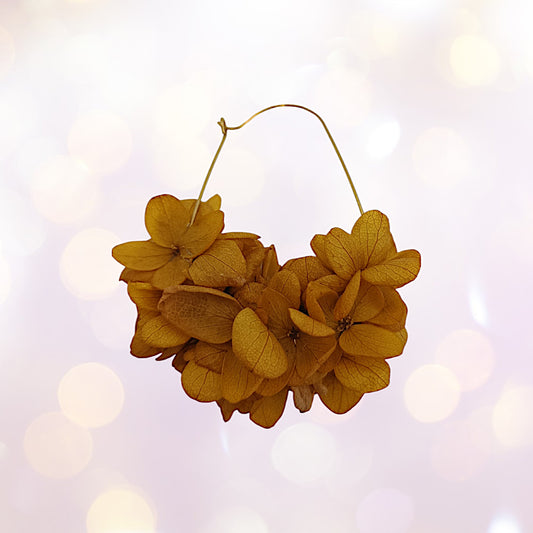 Boucles d'oreilles dormeuse fleurs séchées mariage jaune