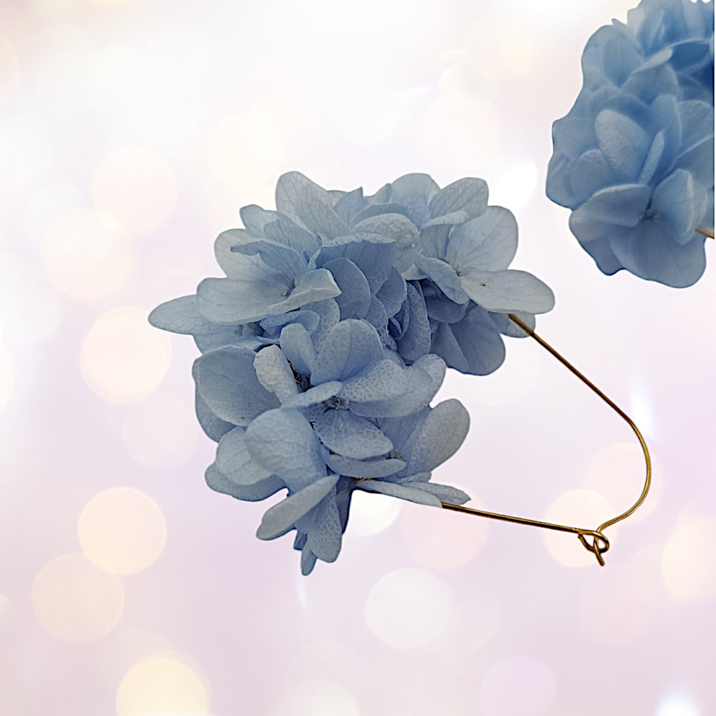Boucles d'oreilles dormeuse fleurs séchées mariage Bleu ciel