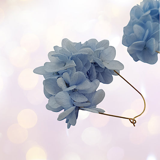 Boucles d'oreilles dormeuse fleurs séchées mariage Bleu ciel