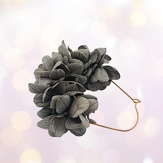 Boucles d'oreilles dormeuse fleurs séchées mariage Grise