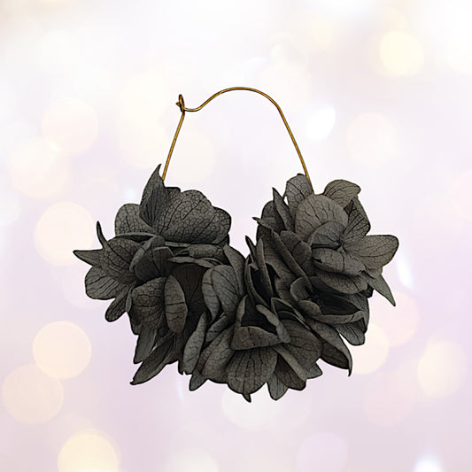 Boucles d'oreilles dormeuse fleurs séchées mariage Grise