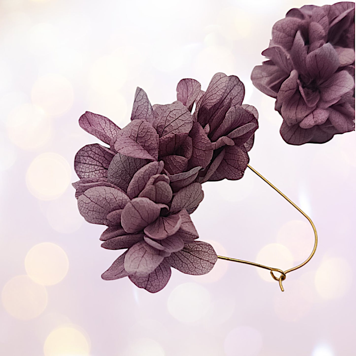 Boucles d'oreilles dormeuse fleurs séchées mariage Violette