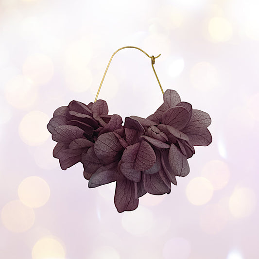 Boucles d'oreilles dormeuse fleurs séchées mariage Violette
