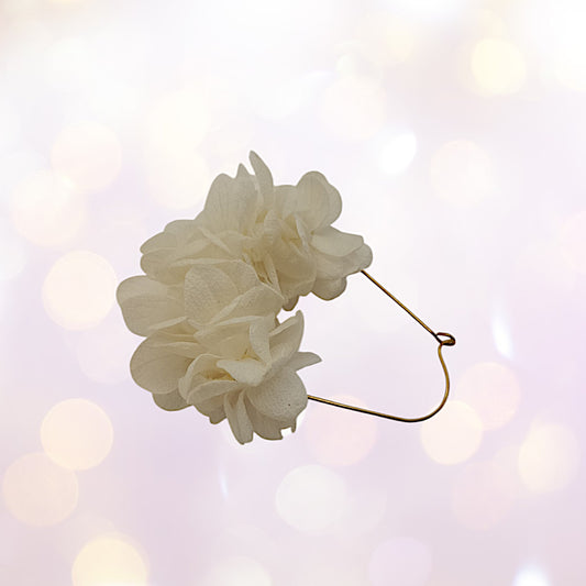 Boucles d'oreilles dormeuse fleurs séchées mariage Blanc crème