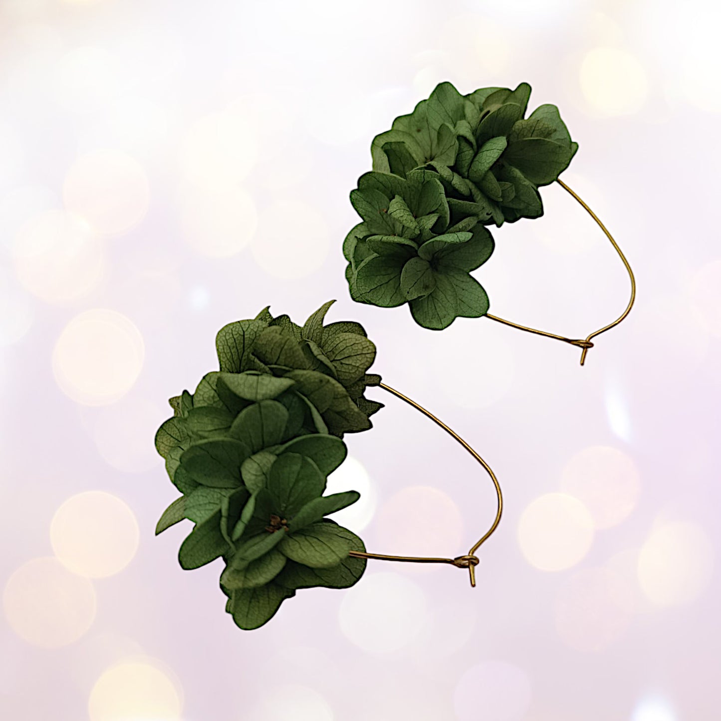Boucles d'oreilles dormeuse fleurs séchées mariage Vert