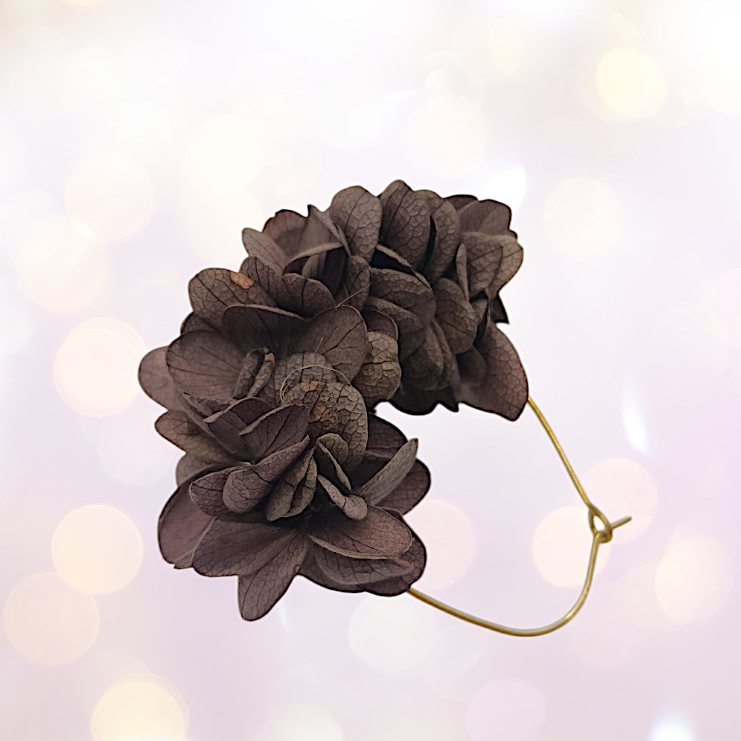 Boucles d'oreilles dormeuse fleurs séchées mariage Marron