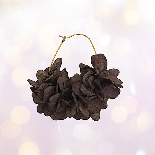 Boucles d'oreilles dormeuse fleurs séchées mariage Marron
