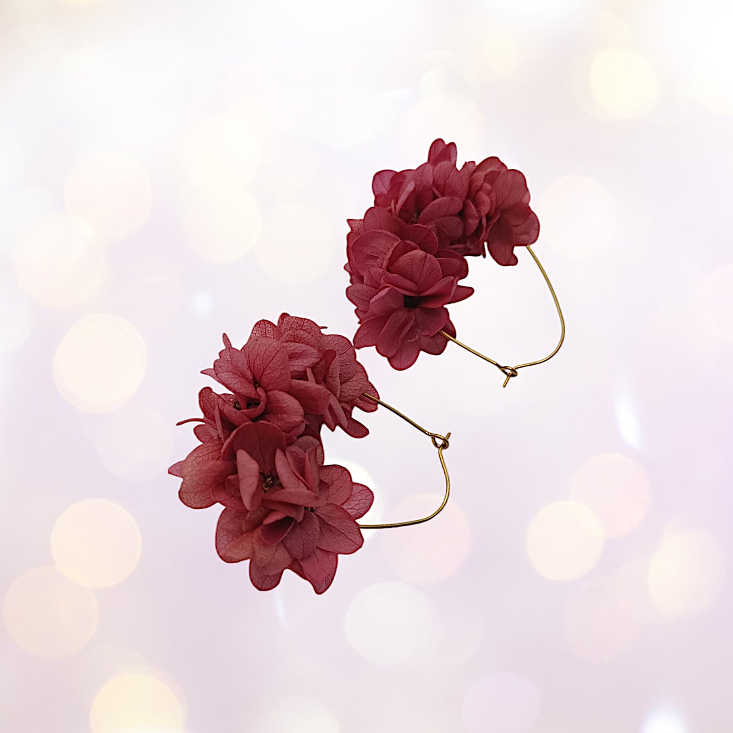 Boucles d'oreilles dormeuse fleurs séchées mariage Rose
