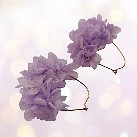 Boucles d'oreilles dormeuse fleurs séchées mariage Violet clair
