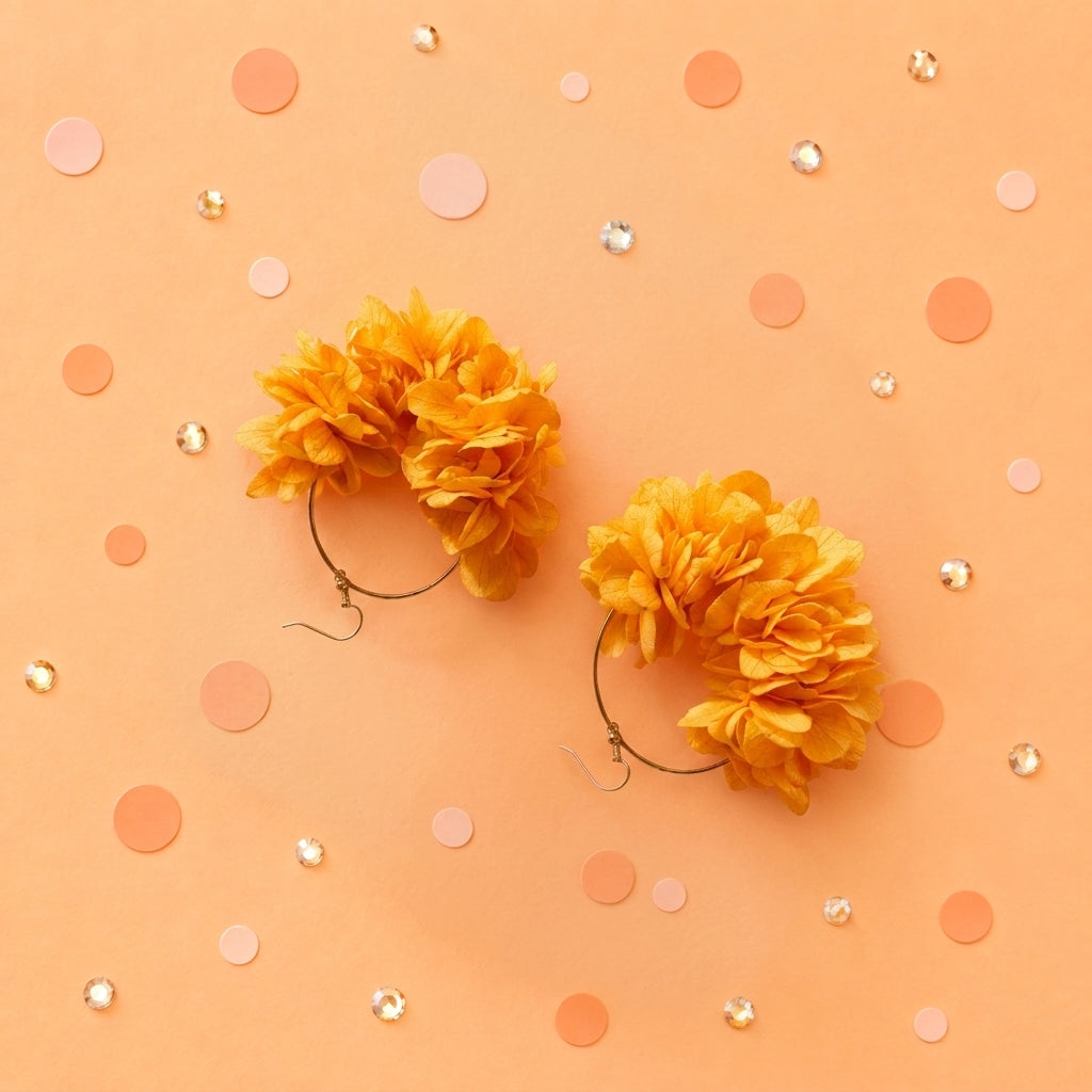 Coffret Mariés « Rose Pêche » — Peigne, Créoles et Boutonnière en Fleurs Séchées
