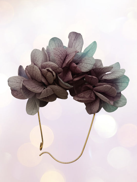 Boucles d'oreilles dormeuse fleurs séchées mariage Bleu canard